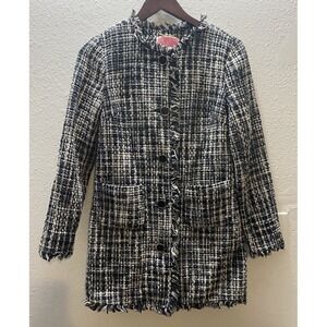 Kate Spade Black And White Tweed Coat Women's Size 0